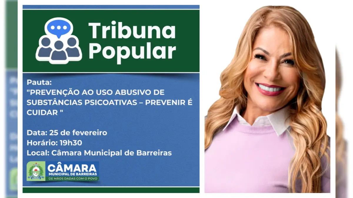 Vereadora Delmah Pedra promove Tribuna Popular sobre prevenção às drogas na Câmara de Barreiras